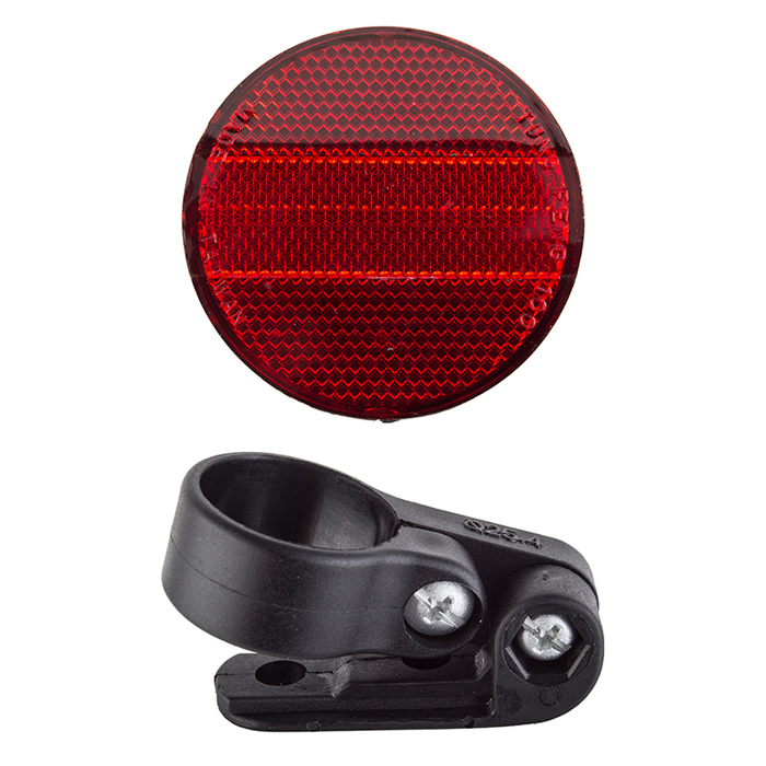 Reflector Rear Red Round, comes with bracket to mount to Seat Post